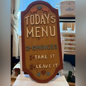 Rustic Wooden "Today's Menu" Sign - Two Choices